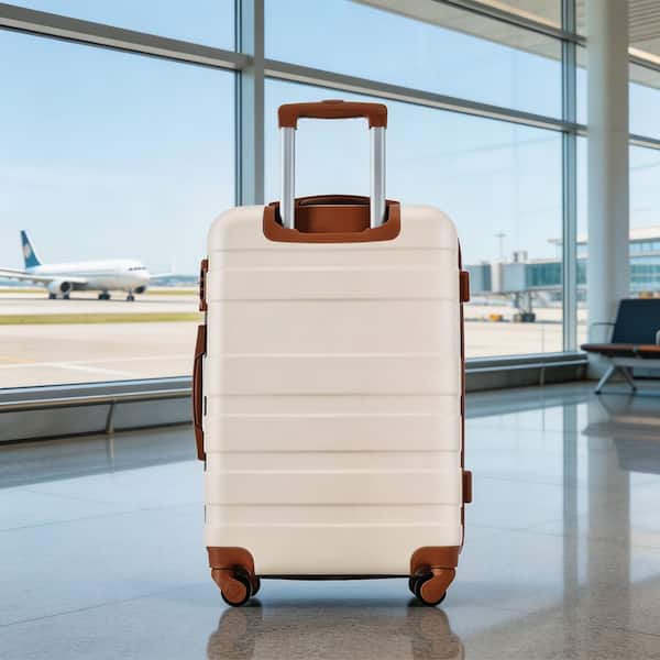LIVACA 3-Piece Ivory and Brown ABS Plastic Hardshell Lightweight