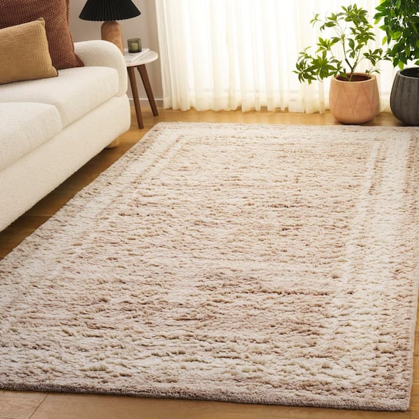 Vermont 6 ft. x 9 ft. Beige/Ivory Double Border Solid Area Rug