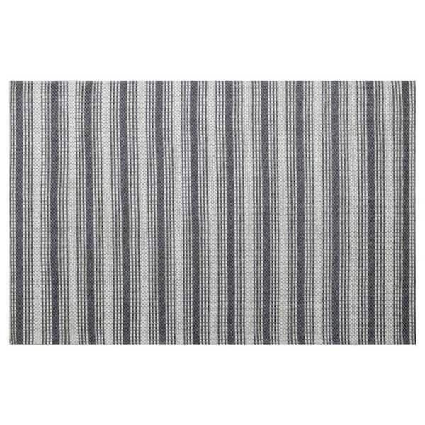 HomeRoots Gray 2 ft. x 3 ft. Striped Area Rug