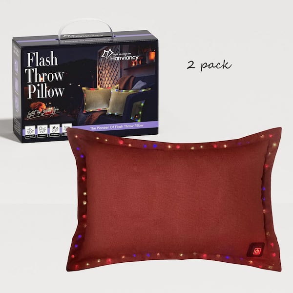 (2-Pack) Red Outdoor Lumbar Pillow for Sofa Living Room Patio Furniture Courtyard and Camping Chairs
