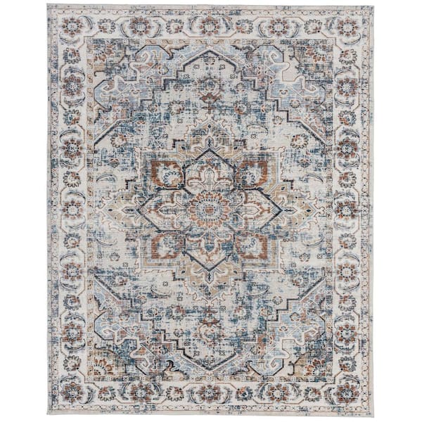 2 ft. x 3 ft. Vintage Blues/Rust Area Rug