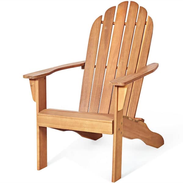 Gtnali Natural Outdoor Acacia Wood Adirondack Chair 350 lbs. Solid Wood Garden Chair for Garden Yard Patio Lawn