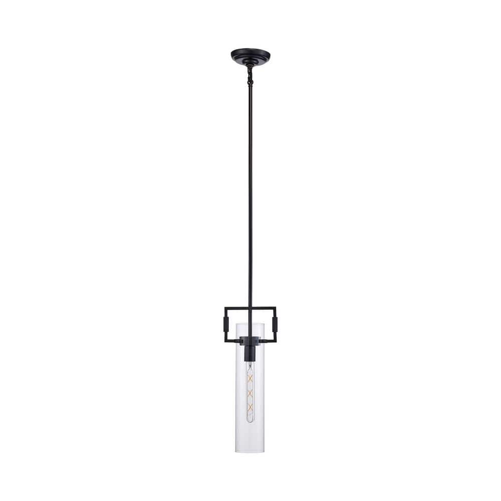 Mie 7" Black Contemporary Mini Pendant with Clear Glass Shade