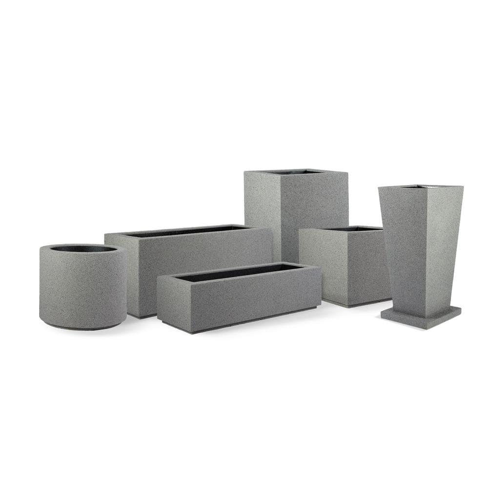 Gray Granite Extra Large Polymer Outdoor Rectangular Planter