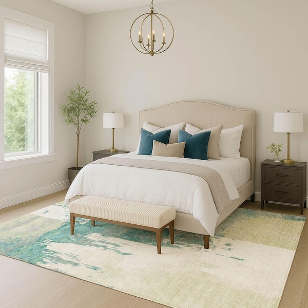 Chantille Machine Washable Indoor/Outdoor Abstract ACN2347 Aloe 3 ft. x 4 ft. Area Rug