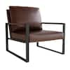 mieres Brown Mid-Century Style Faux Leather Upholstered Armchair with ...