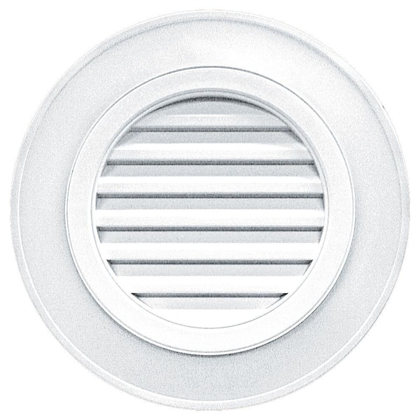 Builders Edge 28 in. x 28 in. Round White Plastic Weather Resistant Gable Louver Vent