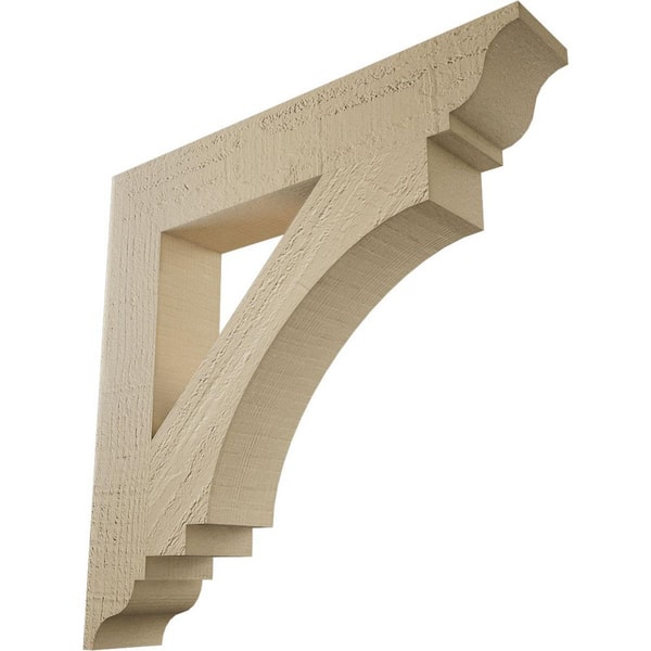Ekena Millwork 3.5 in. x 20 in. x 20 in. Imperial Traditional Rough Cedar Woodgrain Timberthane Polyurethane Bracket, Primed Tan