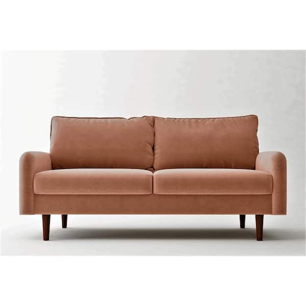US Pride Furniture Vivo 71.6 in. Rose Velvet 3-Seater Lawson Sofa with Tapered Legs