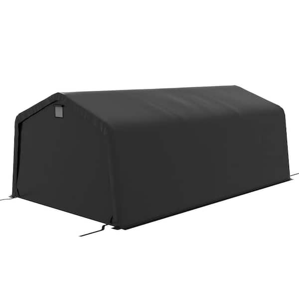 Heavy Duty 12 ft. x 20 ft. Portable Garage Carport with Roll-Up Door & Windows, Black