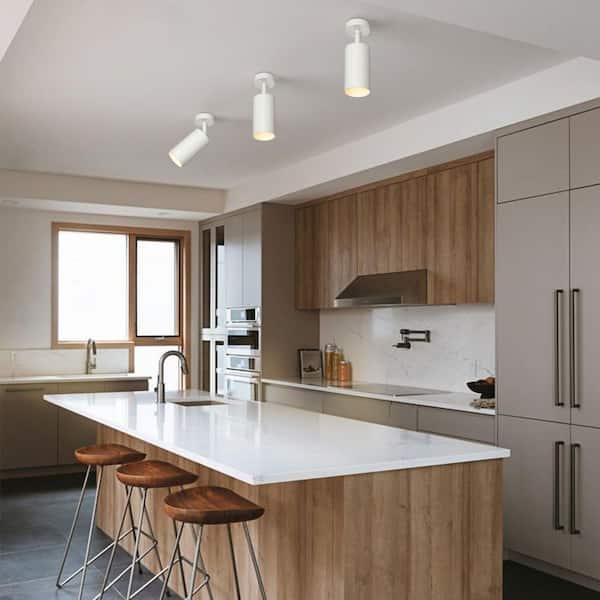 Parroco 1-Light Less Than 2 ft. White Track Lighting Kit Cylinder Track Head Hard Wired Wall Mounted Task Lighting