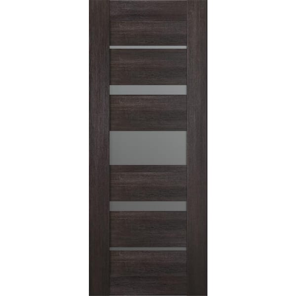Belldinni Vona 07-03 24 in. x 80 in. No Bore Solid Core 5-Lite Frosted Glass Veralinga Oak Wood Composite Interior Door Slab