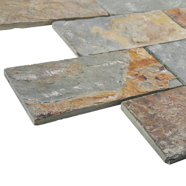 Merola Tile Crag Subway Sunset 11-3/4 in. x 11-3/4 in. x 10 mm Slate Mosaic Tile