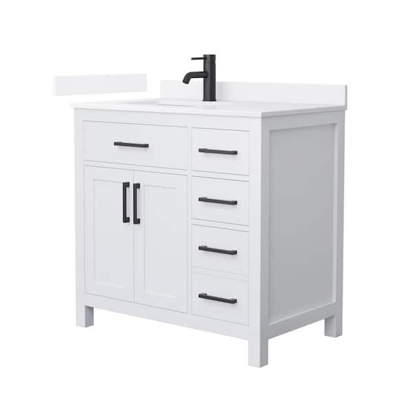 Beckett 36 in. Single Freestanding White Bath Vanity with White Quartz Top (Assembled)