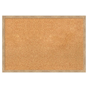 Imprint Light Bronze Wood Framed Natural Corkboard 25 in. x 17 in. Bulletin Board Memo Board