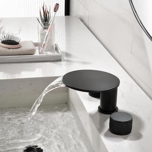 8 in. Widespread Double Handle Deck Mount Bathroom Faucet in Matte Black