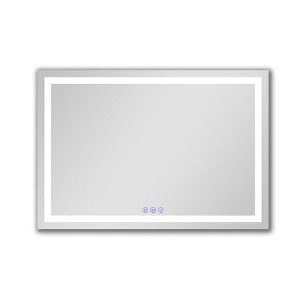 39.8 in. W x 59.8 in. H Rectangular Frameless LED Light Anti-Fog Wall Bathroom Vanity Mirror in White