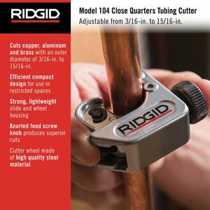 104 Close Quarters 3/16 in.-15/16 in. Copper, Aluminum, Brass, and Plastic Tubing Cutter, Multi-Use Tubing Tool