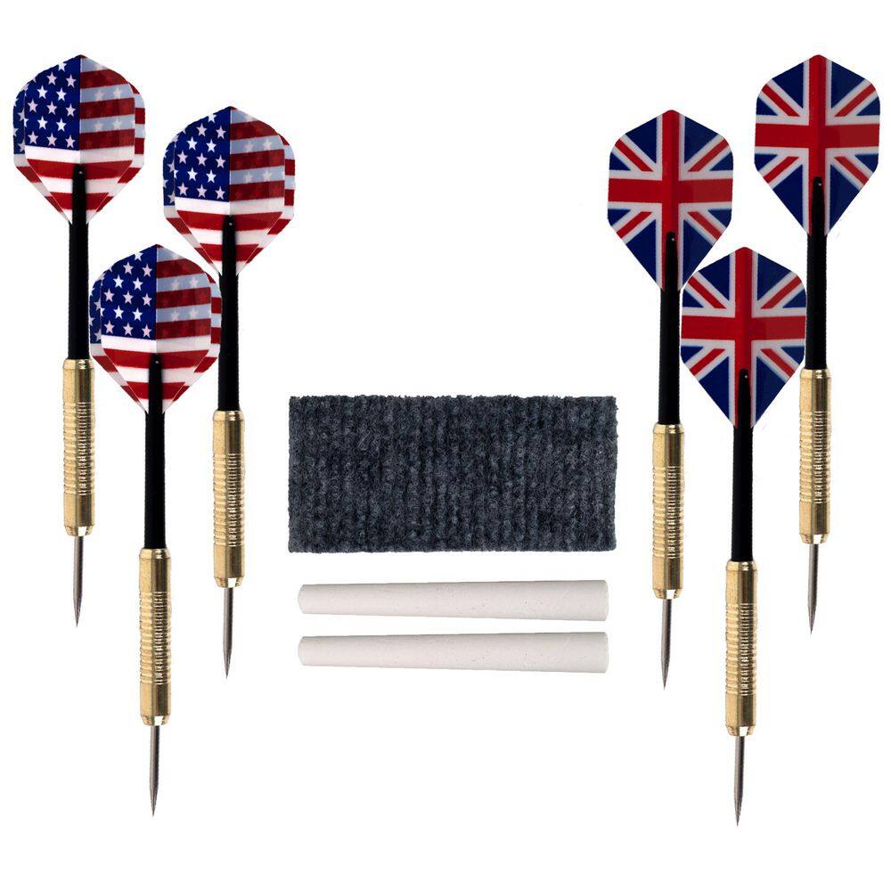 Walnut Finish Bristle Dartboard Cabinet Set with Steel-Tip Darts