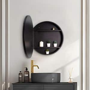 24 in. W x 24 in. H Round Metal Wall Mount Bathroom Medicine Cabinet with Mirror and Storage