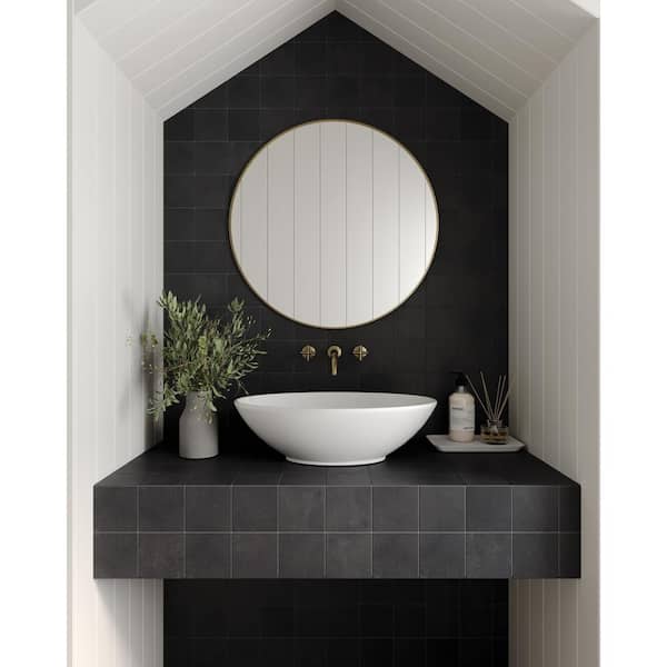 Wave Coal 4 in. x 4 in. Geometric Honed Porcelain Mosaic Tile (5.0 sq.ft./case)