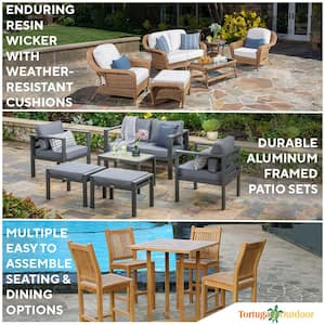 Rio Vista 6-Piece Outdoor Fire Pit Table and Patio Sofa Set with Cushions (Wicker Chairs, Sofa, Ottomans and Fire Table)
