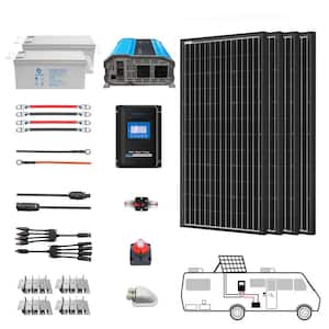 400-Watt Black Monocrystalline OffGrid Solar Power Kit, 4 x 100-Watt Solar Panel with 2 200Ah Gel Deep Cycle Batteries