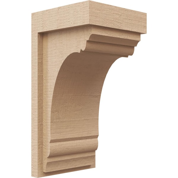 Ekena Millwork 6 in. x 6 in. x 12 in. Series 2 Wide Warren Rough Cedar Woodgrain Timberthane Polyurethane Corbel, Primed Tan