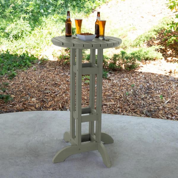 Highwood Eucalyptus 24 in. Recycled Plastic Round Bar Dining Table