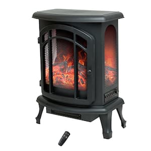 19 in. Freestanding Electric Fireplace in Black with Remote