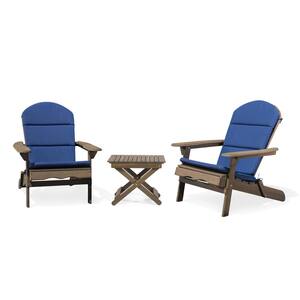 Dallas Gray 5-Piece Wood Patio Conversation Set with Navy Blue Cushions