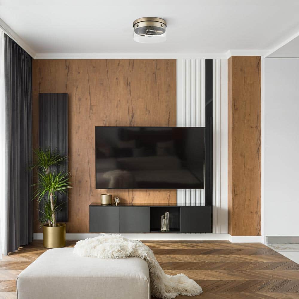 Matte Black and Brass Modern Glam Globe Ceiling Light