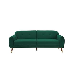 75.5 in. W Round Arms Microfiber 2-Seater Straight Sofa in Dark Green