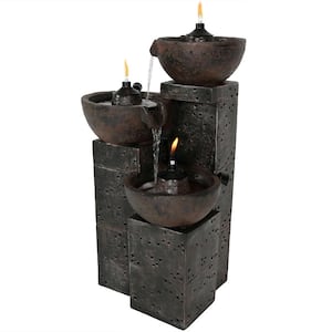 3-Tier Burning Bowls Outdoor Waterfall Fountain