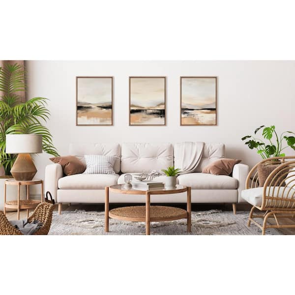 Sylvie "Peaceful Landscape I, II and III" by Amy Lighthall 3 Piece Beaded Gold Framed Art Print Set 18 in. x 24 in.