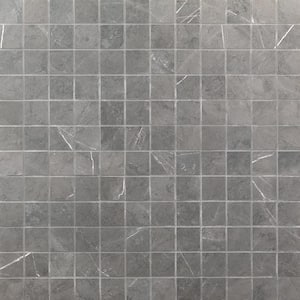 Marmo Amani Gray 12 in. x 12 in. Matte Marble Look Porcelain Mosaic Tile (1 sq. ft./Sheet)