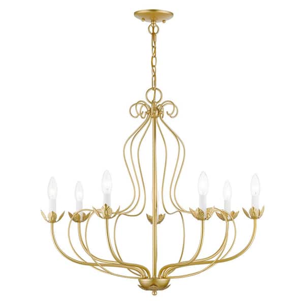 AVIANCE LIGHTING Ivywood 7-Light Soft Gold Floral Chandelier
