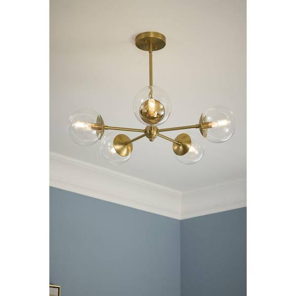 Progress Lighting Atwell 5-Light Brushed Bronze Mid-century Chandelier