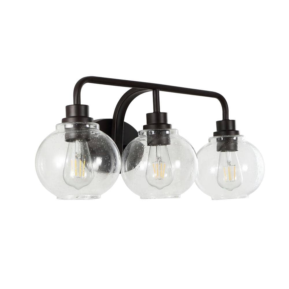 Sandrine 26.25" Oil-Rubbed Bronze and Clear Glass Vanity Light