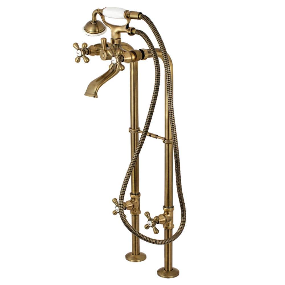 Juno Romanian Antique Brass Finish Clawfoot Tub Faucet and Shower Set