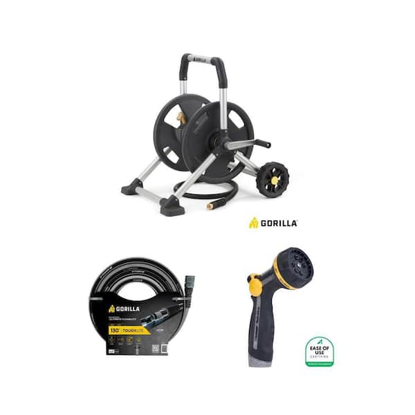 175 ft. Aluminum Hose Reel, 5/8 in. x 130 ft. Heavy Duty Hose and 8-Pattern Nozzle Combo