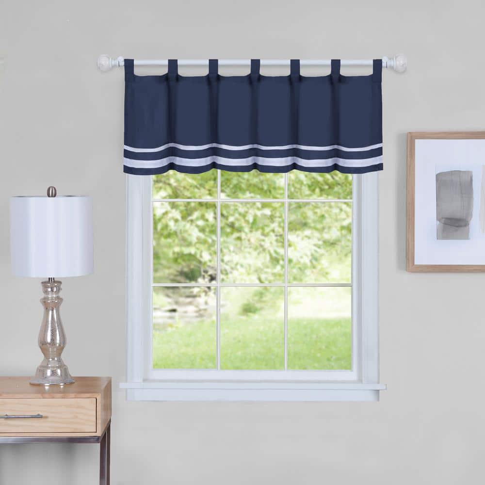 ACHIM Dakota 14 in. L Polyester Window Curtain Valance in Navy ...