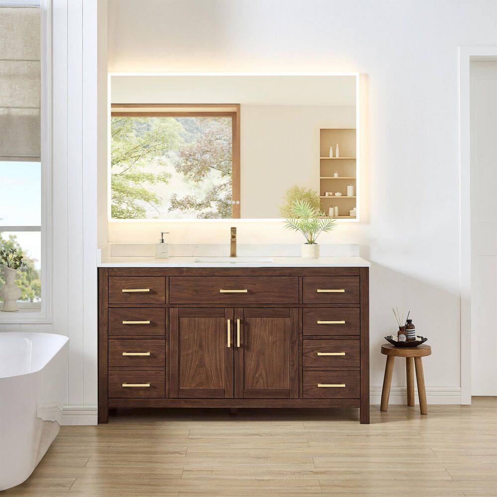 Beckett 60 in. Single Freestanding Dark Walnut Bath Vanity with Top price history on PriceWatchPro