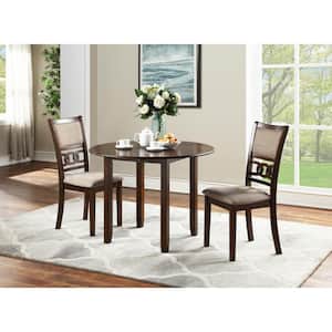 New Classic Furniture Gia 3-piece Wood Top Round Dining Set with Drop Leaf Table, Cherry