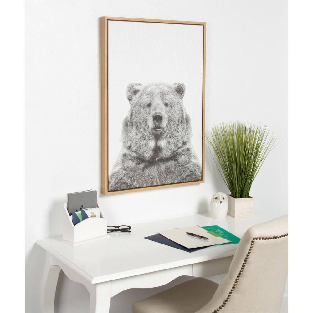 Large Black and White Bear Portrait Framed Canvas Art