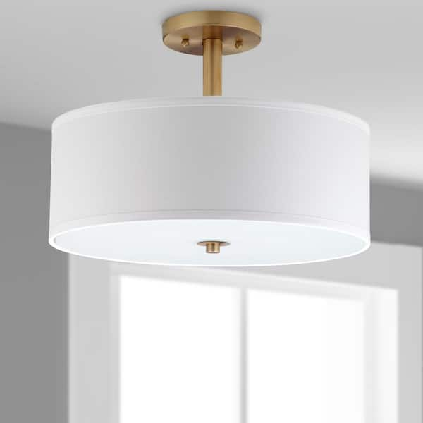 Clara 16 in. 3-Light Gold Semi-Flush Mount Light