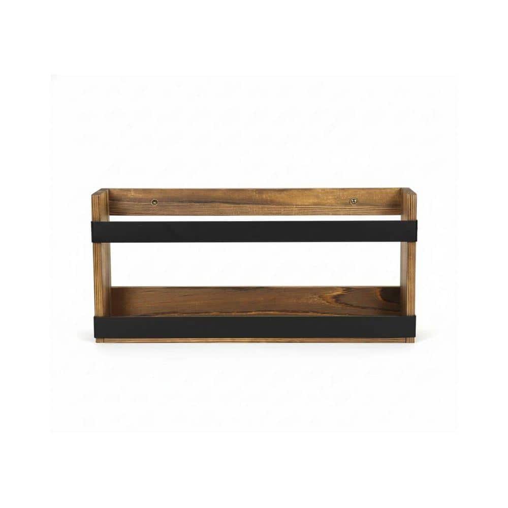 Brown 16. 5 in x 3.2 in Pine Wood Wall Mount Magazine Rack LX0661