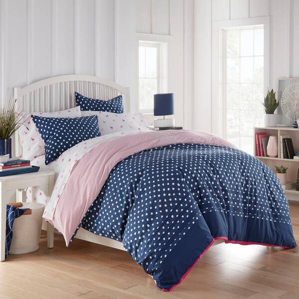 Poppy & Fritz Yvie Navy Blue 2-Piece Cotton Twin Duvet Set