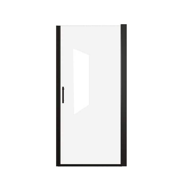 30 in. W x 72 in. H Half Frame Pivot Shower Door in Matte Black with Clear Tempered Glass and Safety Film