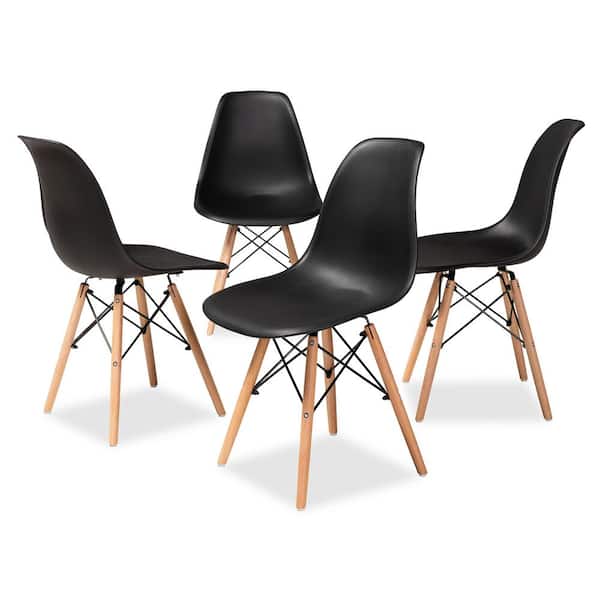 Baxton Studio Jaspen Black and Oak Brown Dining Chair (Set of 4)